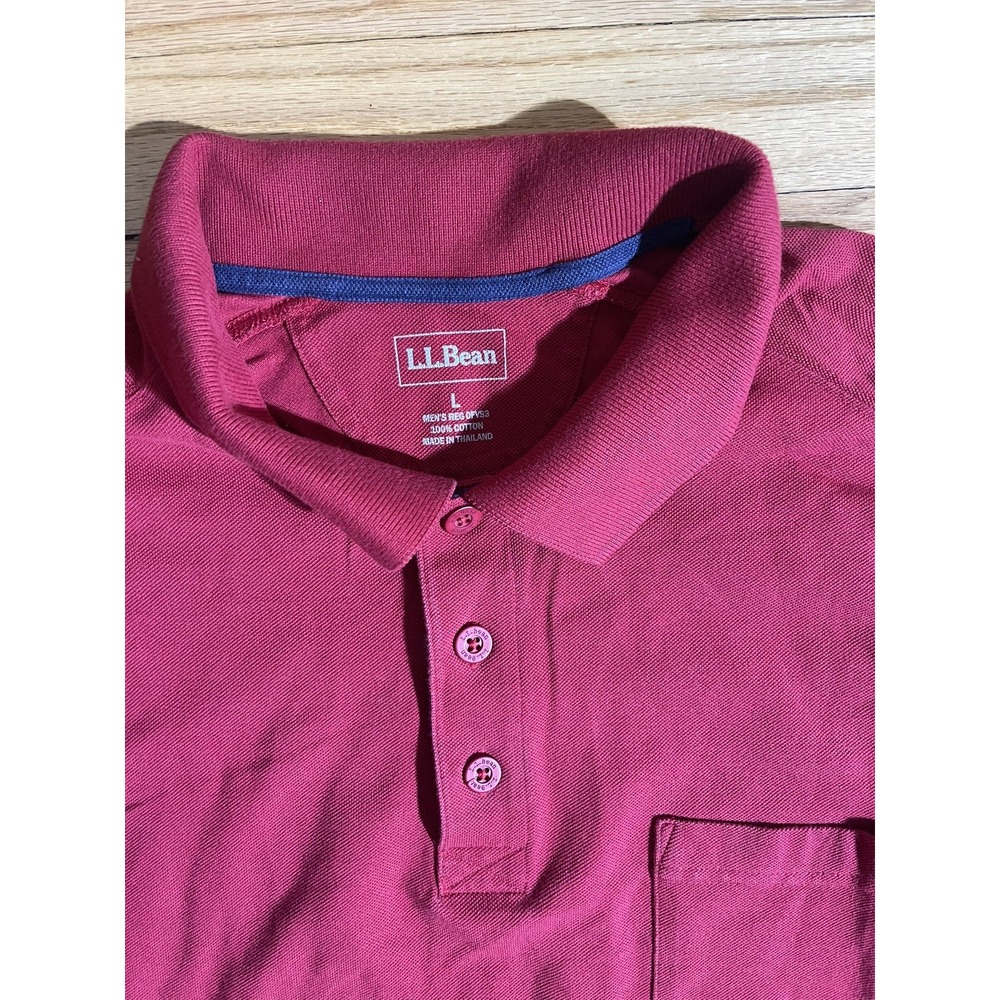LL Bean Mens Polo Shirt Red Traditional Fit Large Reg L